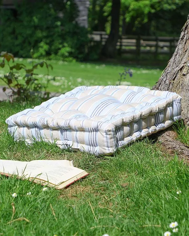 Dibor Giant Oxford Blue Striped Outdoor Garden Chair Seat Pad Cushion L50 x W50cm