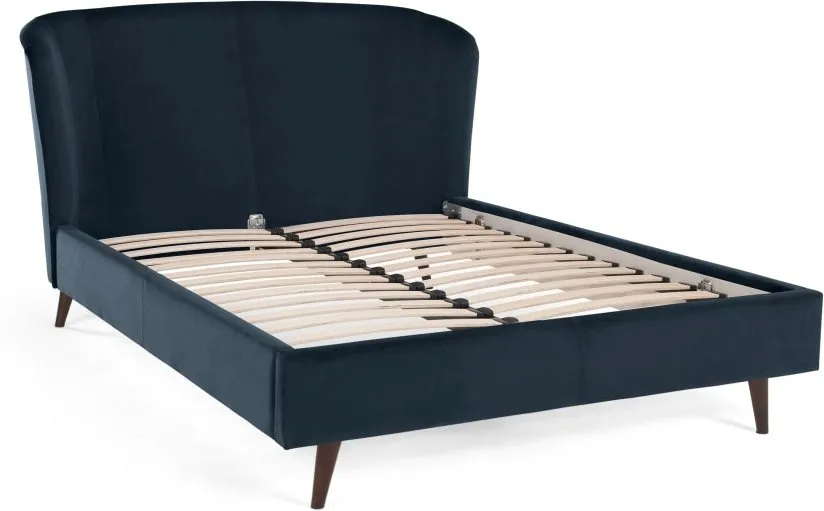 Lulu Super Kingsize Bed, Indigo Blue Velvet