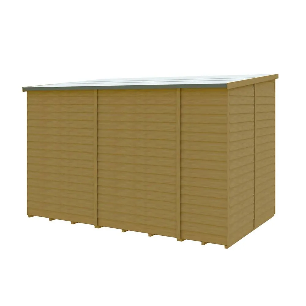 Shires Overlap 10x6' Single Door Dip Treated Pent Shed - L183xW299xH205.6 cm in Brown 2
