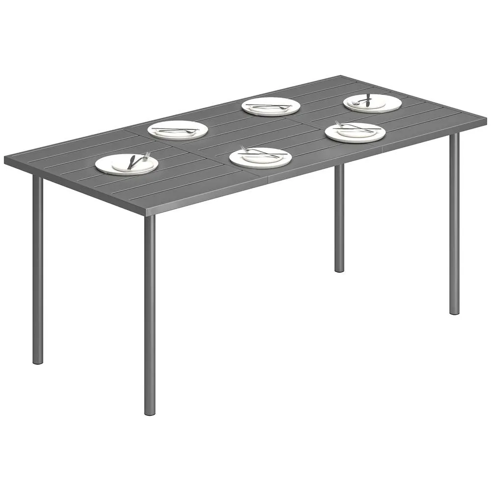 OUTSUNNY Garden Dining Table for 6 Person, 165 x 80 cm in Dark Grey 2