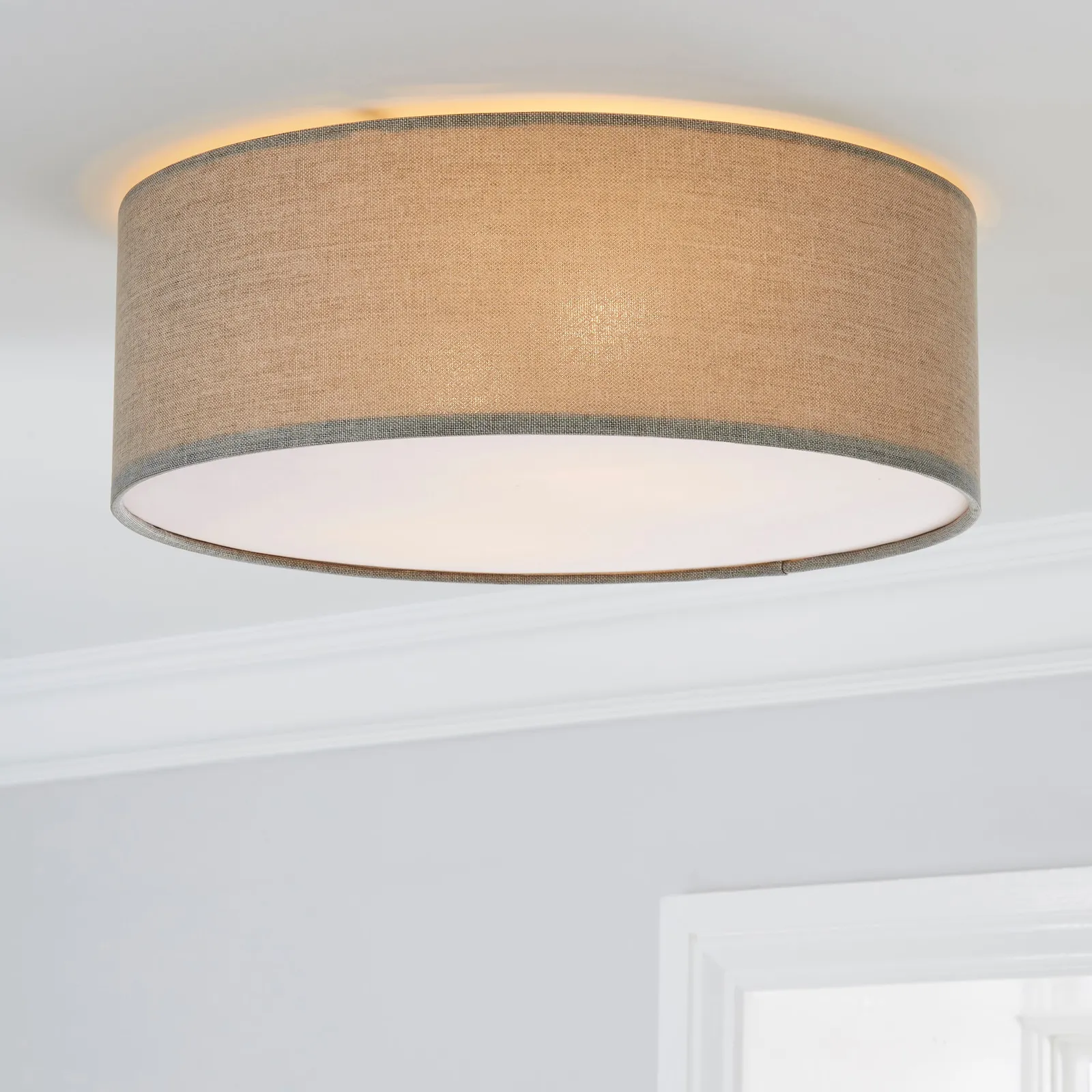 Sara 38cm Grey Shade Flush Ceiling Fitting Grey and Brown