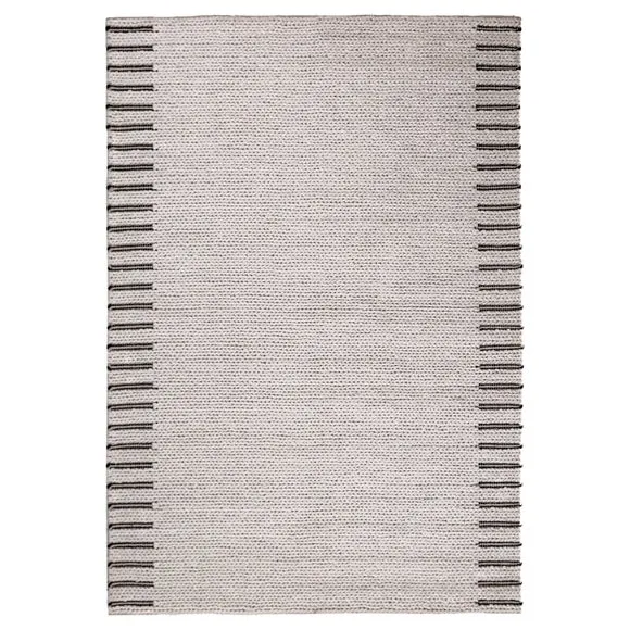 Plaited Wool Striped Border Rug 5
