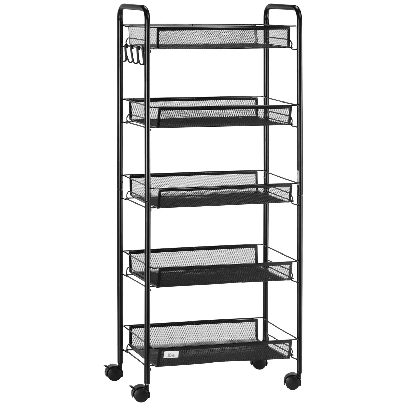 HOMCOM 5 Tier Utility Rolling Cart with Removable Mesh Baskets, Black 2
