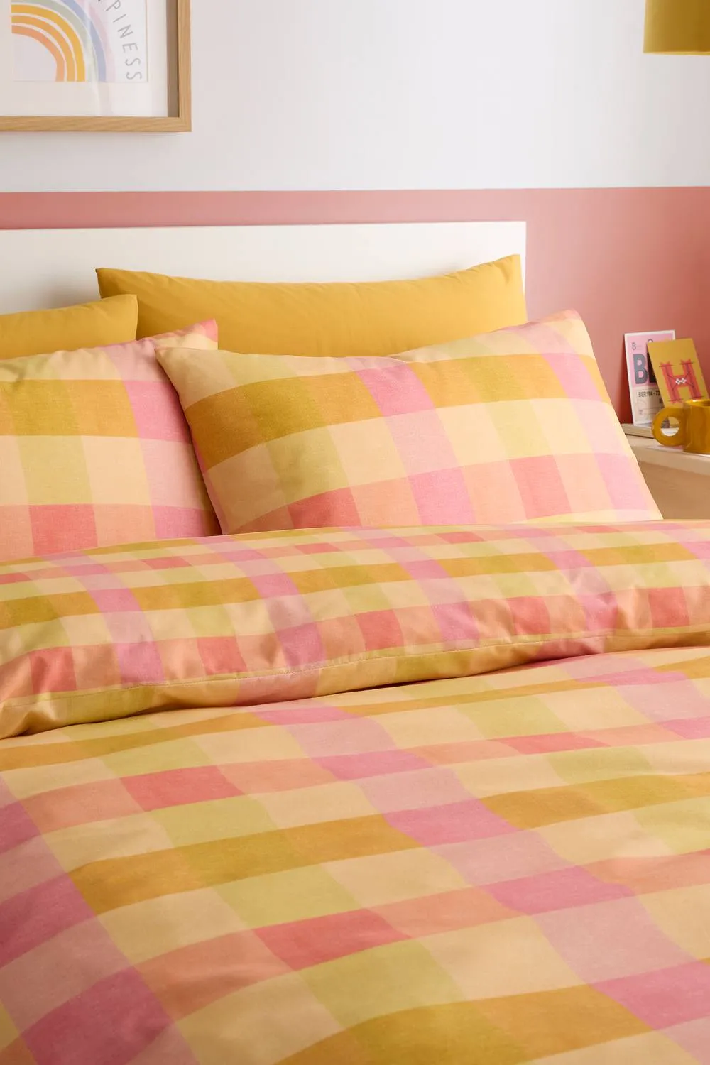 Fusion 'Block Check' Easy Care Duvet Cover Set in Orange 2
