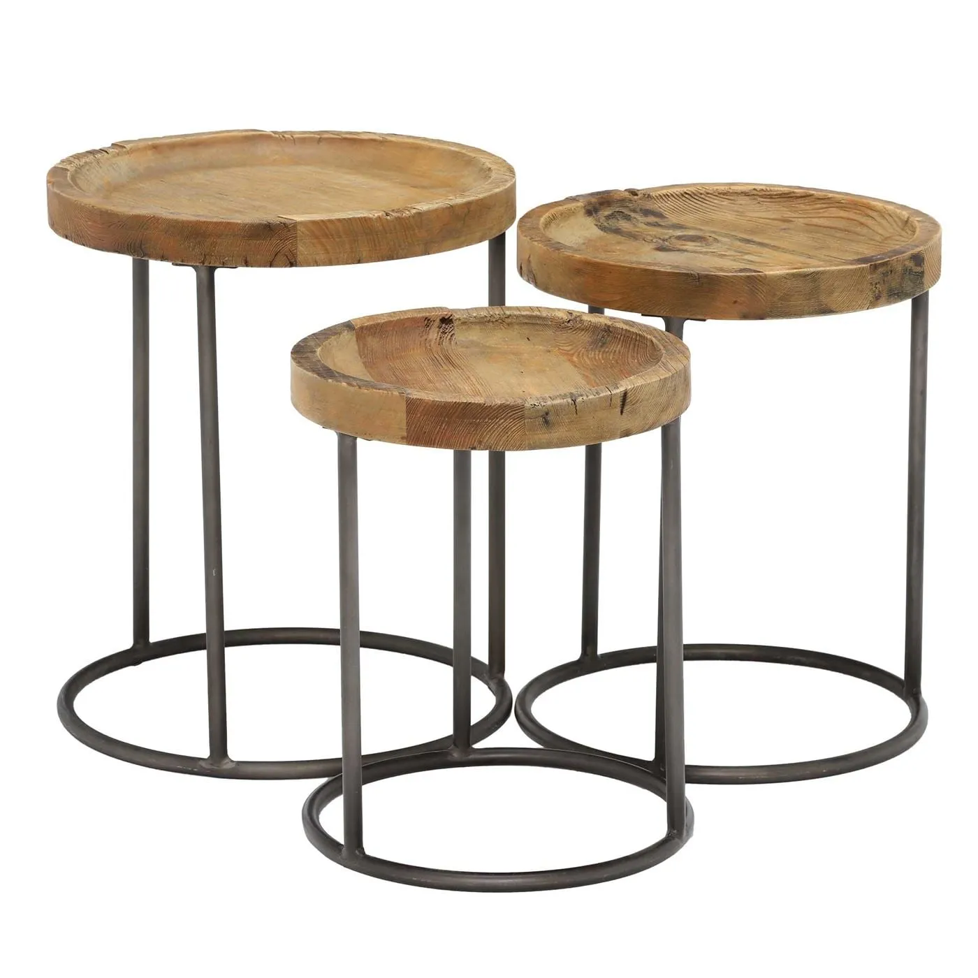 Keeler Set Of 3 Round Tables, Round, Pine Wood | Barker & Stonehouse 3