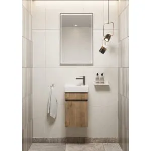Concept Halifax Oak Ribbed Compact S1 Vanity Unit & RH Basin - 360mm 2