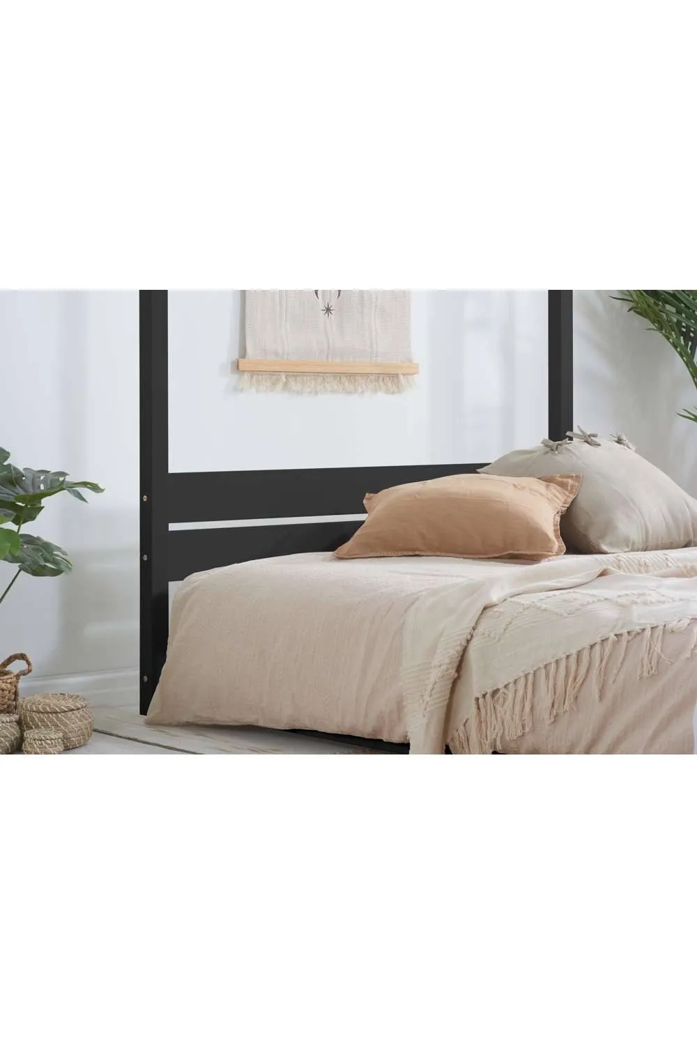 Birlea Four Poster Bed Frame Solid Wood 4 Poster Canopy Darwin in Black 3