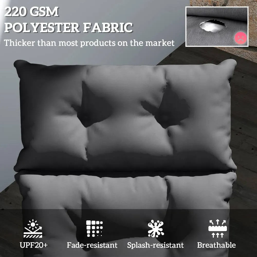 OUTSUNNY Sun Lounger Cushion Only, Garden Lounge Chair Cushion, Dark Grey 4