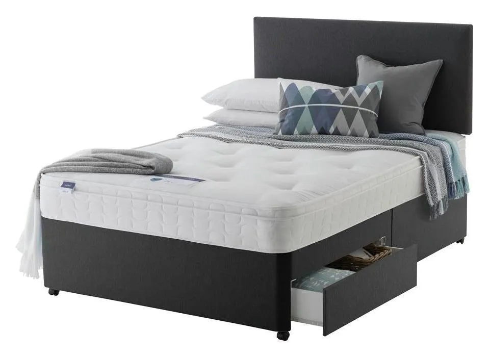 Silentnight Travis Ortho 2 Drw Charcoal Divan Bed - Double