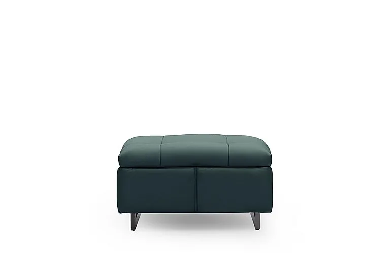Gisella Leather Large Footstool - Peacock