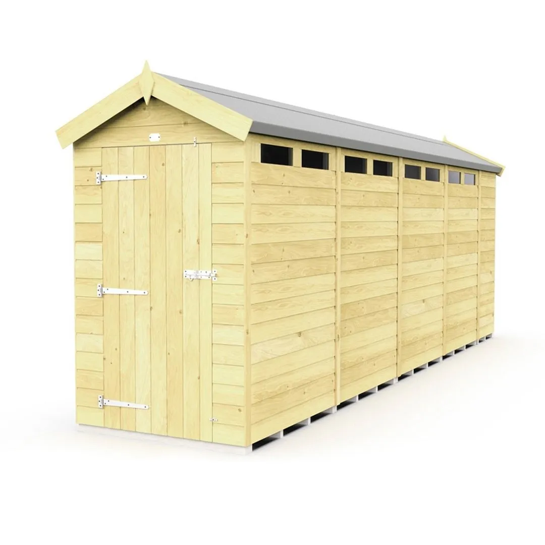 Buttercup Farm 4 x 19 Feet Apex Security Shed - Single Door - L560 x W118 x H217 cm in Brown