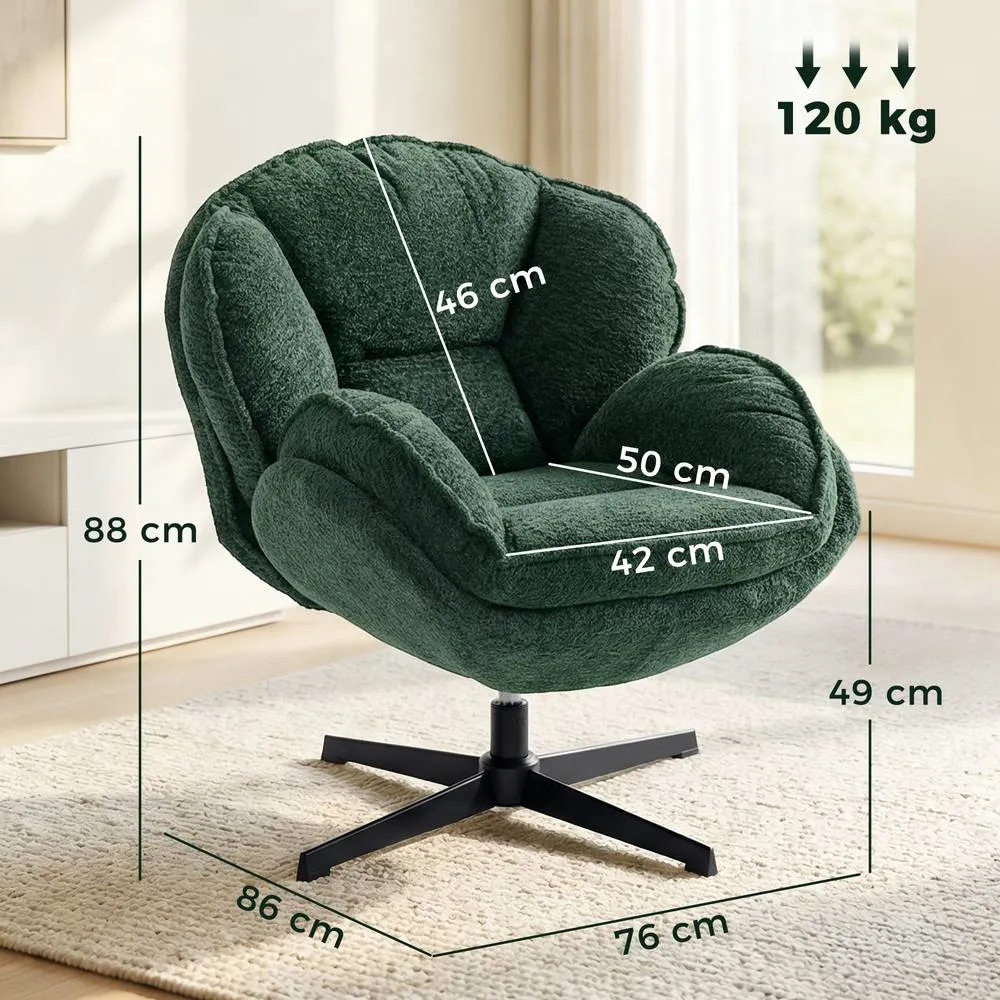 HOMCOM Accent Chair with 360° Swivel for Living Room in Green 3