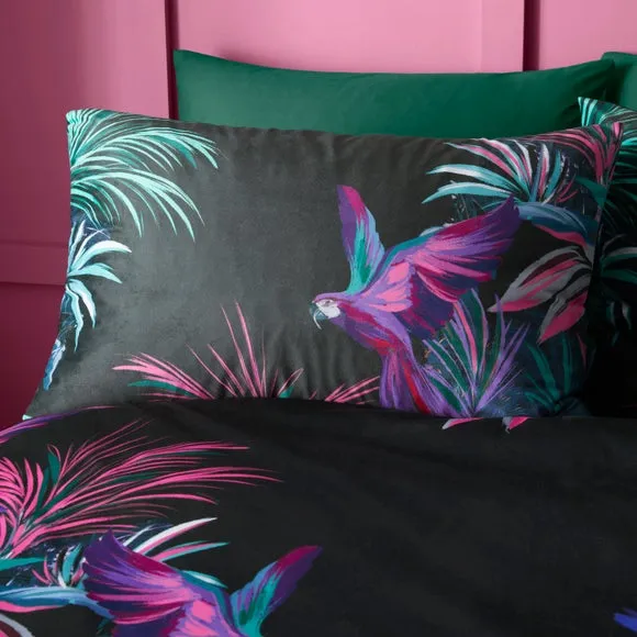 Tropical Bird Digi Velour Duvet Cover & Pillowcase Set 2