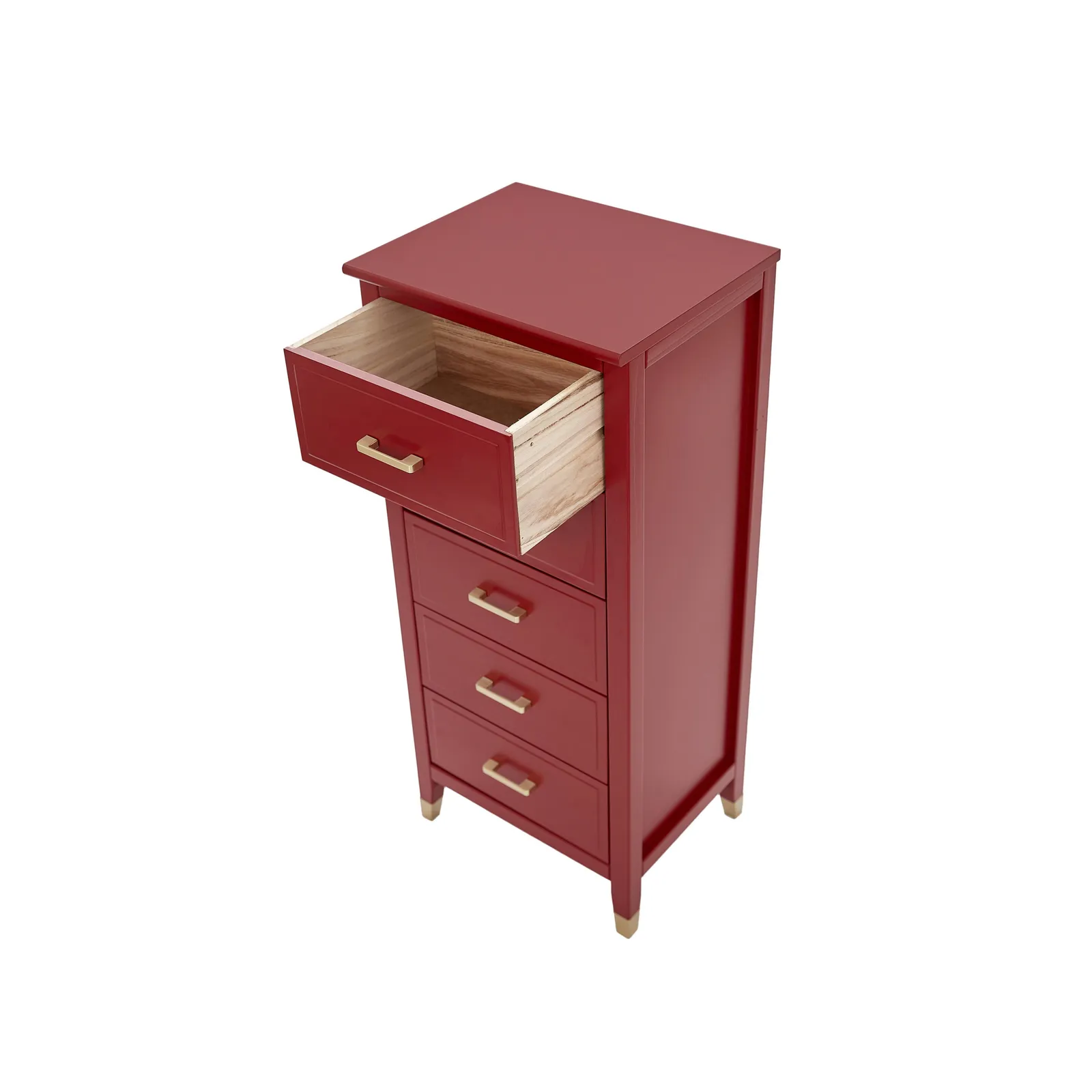 Cabinet Bits Palazzi 5 Drawer Narrow Chest of Drawers in Red 5