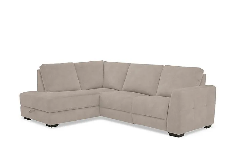 Dinky Fabric Left Hand Facing Corner Sofa with Storage Chaise End - Dexter Ivory - Sofas and Armchairs - In Time for Christmas