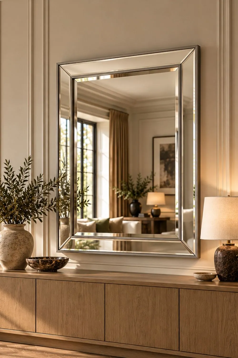 Yearn Mirrors Angled Wall Mirror Champagne 64.5x78cm in Metallic Silver