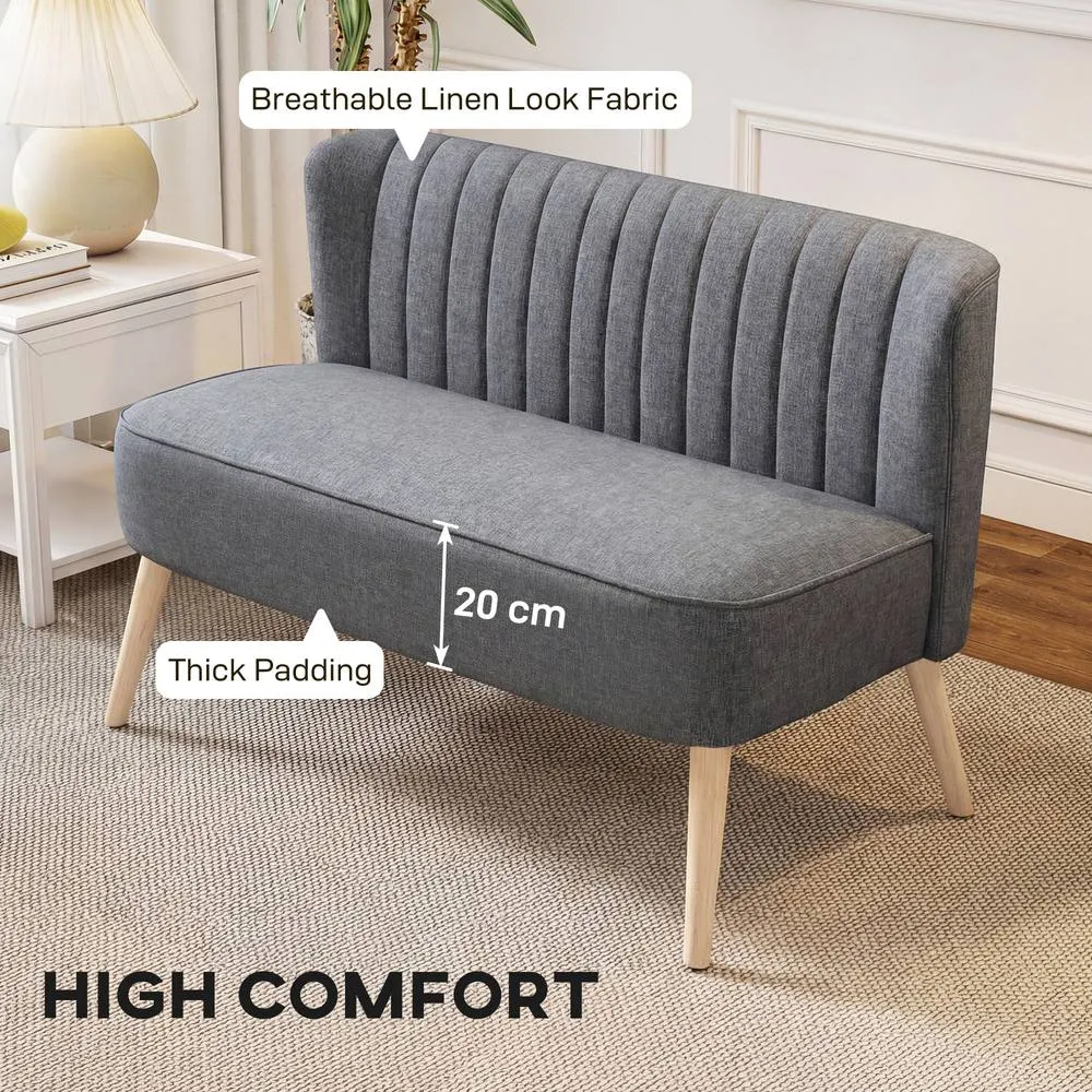 HOMCOM 117cm Loveseat Sofa 2 Seater Sofa with Padded Seat, Grey 4