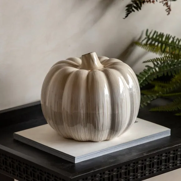 Cedar & Sage Natural Ceramic Pumpkin Ornament