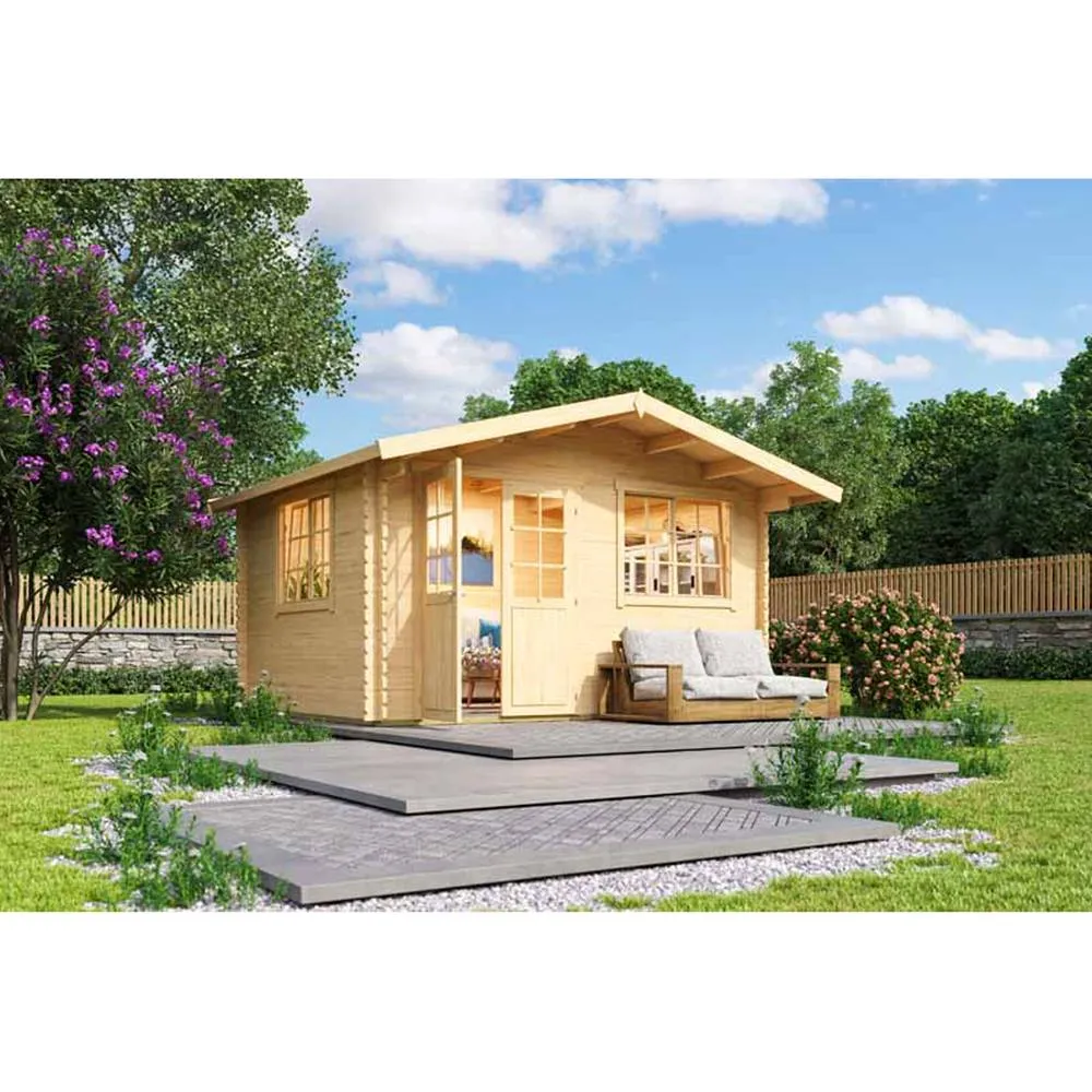 Lasita Maja Ltd Norderney 2-Log Cabin, Garden Room, Home Office - L444.6xW390xH256.5cm in Light Brown
