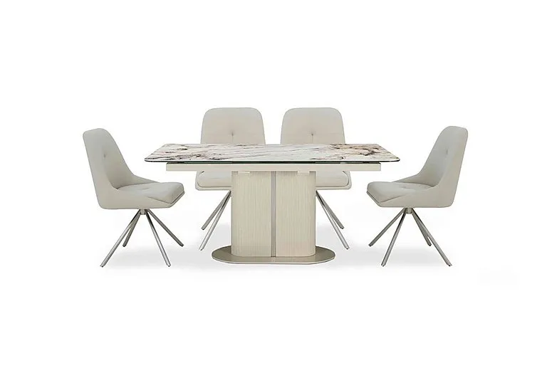 Avorio Large Pop-Up Extending Dining Table and 4 Swivel Chairs