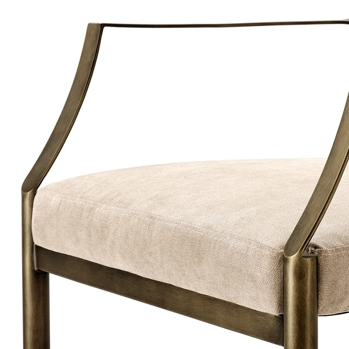 Eichholtz Scribe Dining Chair With Arms With Arm Dark Brass Greige Vel, Neutral Velvet | Barker & Stonehouse 6