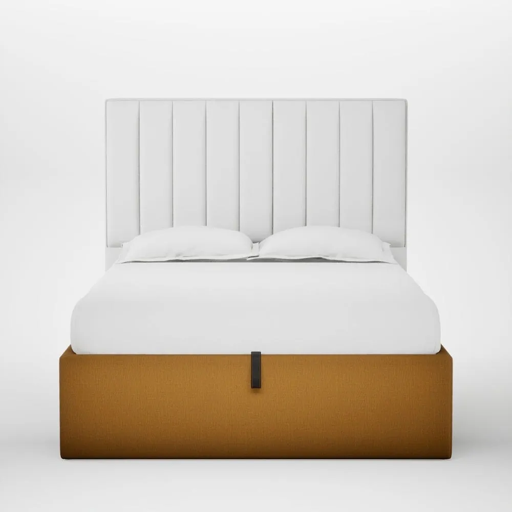 Heal's Lift Storage Divan Double Smart Cotton Linen Sahara Natural Feet 1