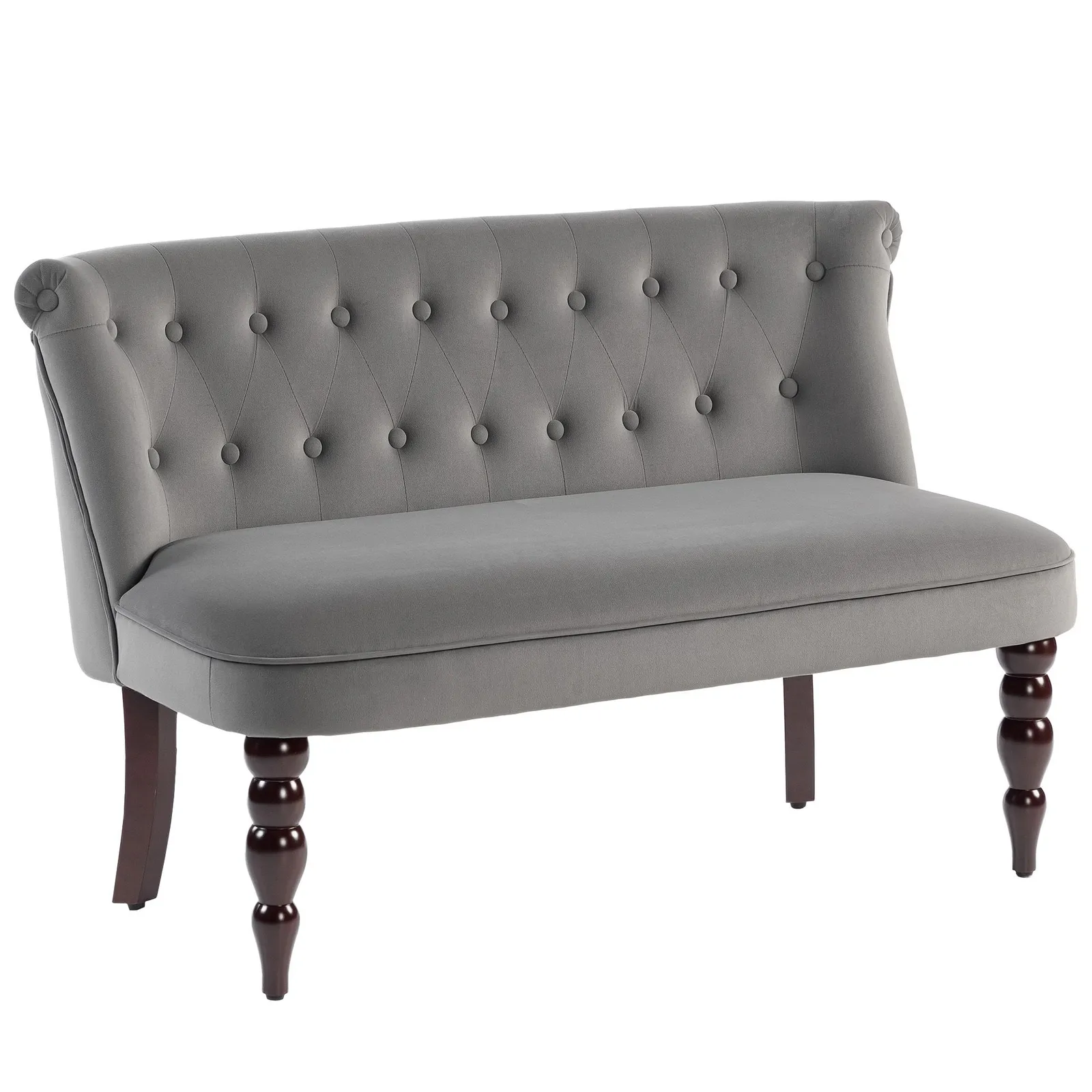 HOMCOM Velvet-Feel Two-Seat Lounger Sofa with Wood Frame, Charcoal Grey 2