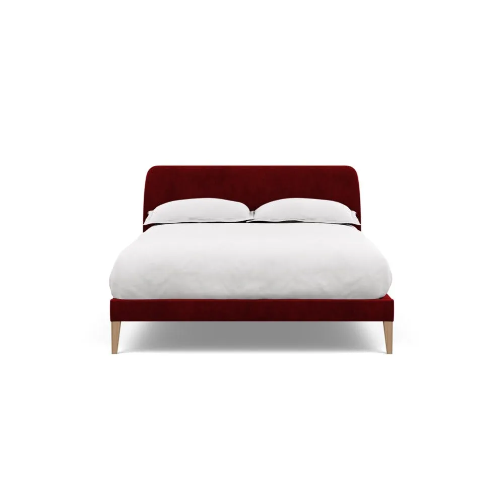 Heal's Wallis Bedstead Double Smart Luxe Velvet Mulberry Walnut Feet 1