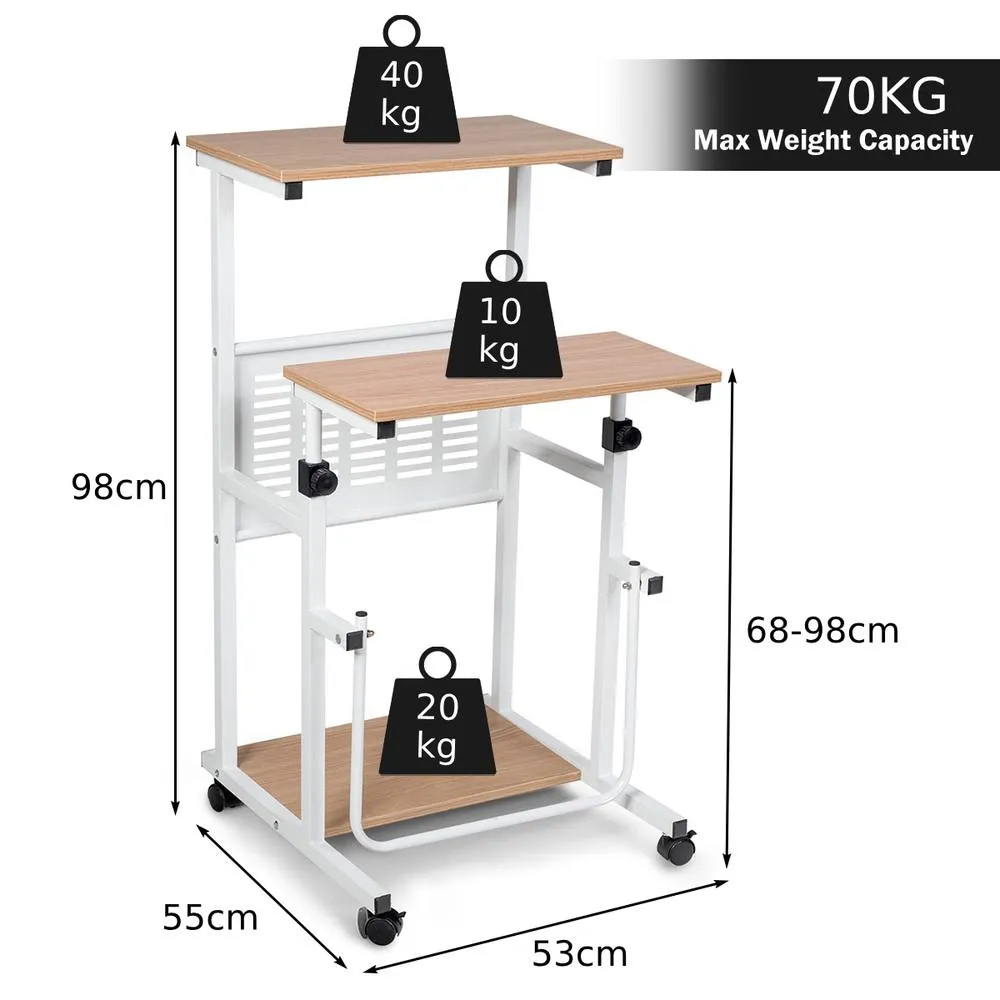 Costway 2 in 1 Adjustable Computer Desk Office PC Desk Movable Workstation in Natural 2