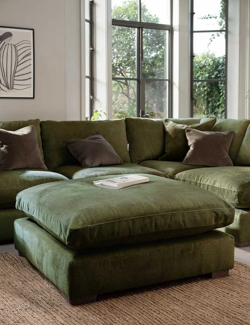BARKER AND STONEHOUSE Palmer Textured Chenille Footstool Green