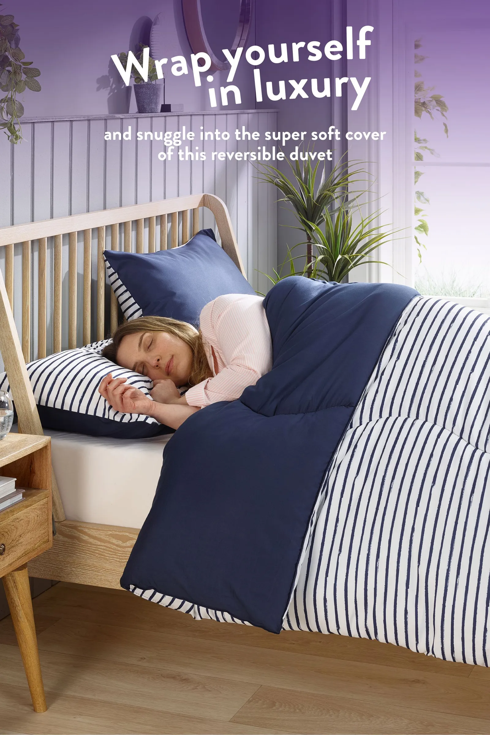 Slumberdown Coverless Comfort Printed Stripe Navy 10.5 Tog Duvet 4