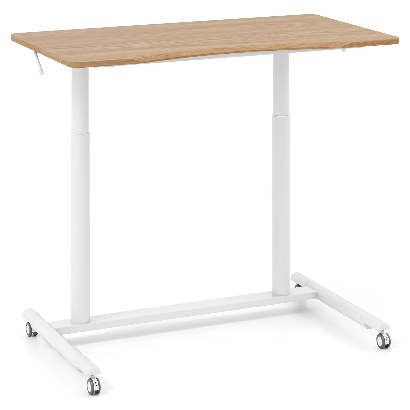 Costway Mobile Standing Desk C-Shaped Sit Stand Desk w/Adjustable Height in Natural 4