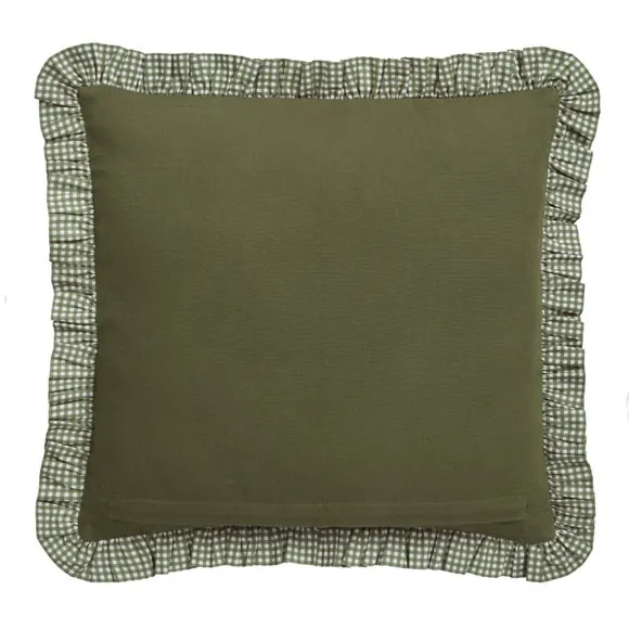 Velvet Gingham Frill Cotton Cushion Cover 4