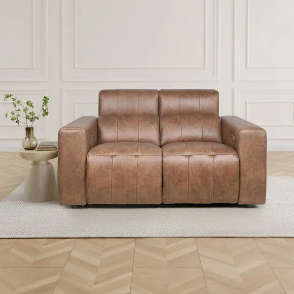 Akari Quilted Faux Leather Power Recliner 2 Seater Sofa 2