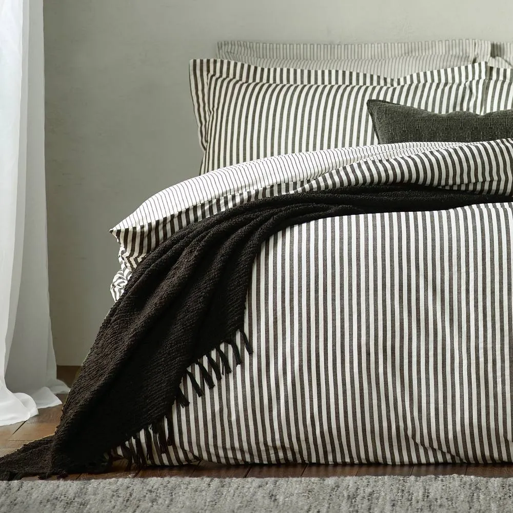 Yard Hebden Striped 100% Cotton Pillowcase Pair in Black 3