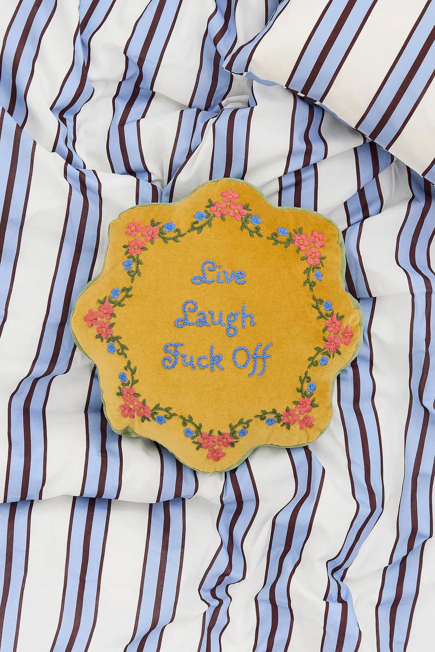 Mustard Live Laugh F*ck Off Cushion - Dark Yellow