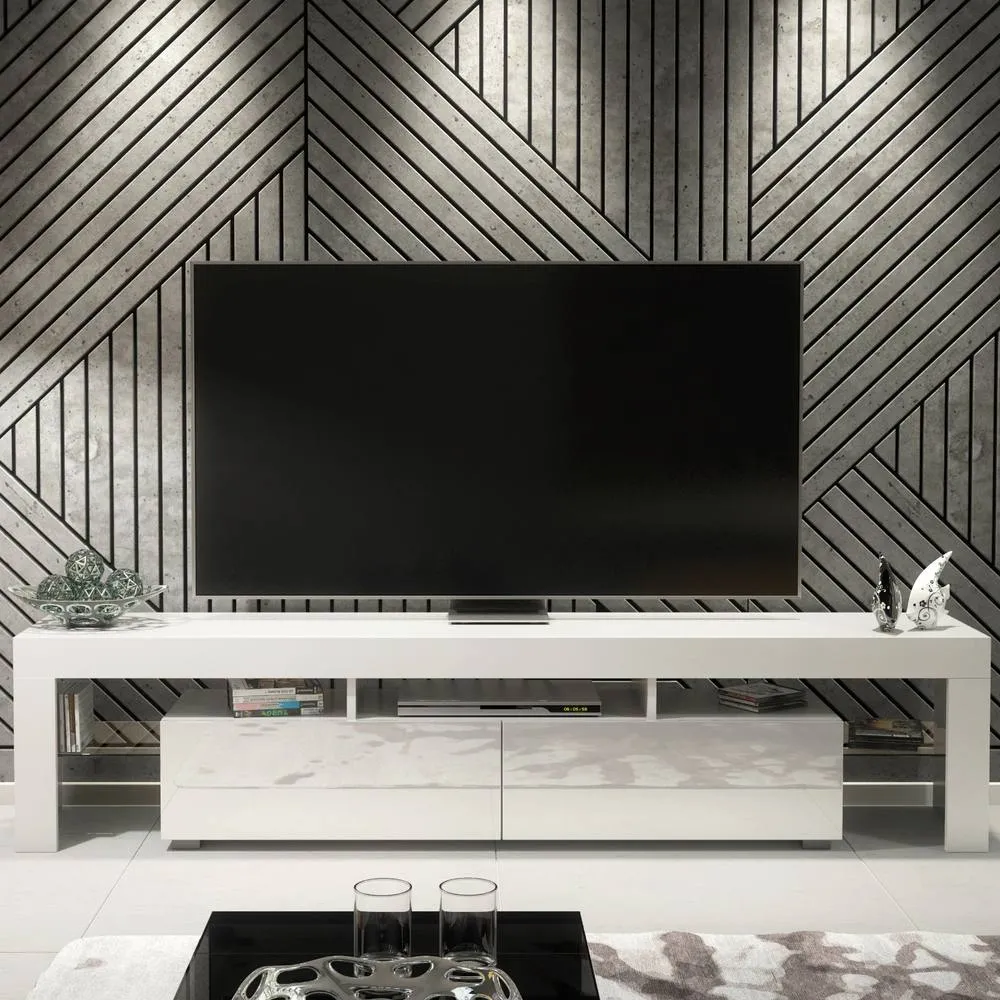 Creative Furniture Nova TV Unit 200cm - White with Gloss Doors