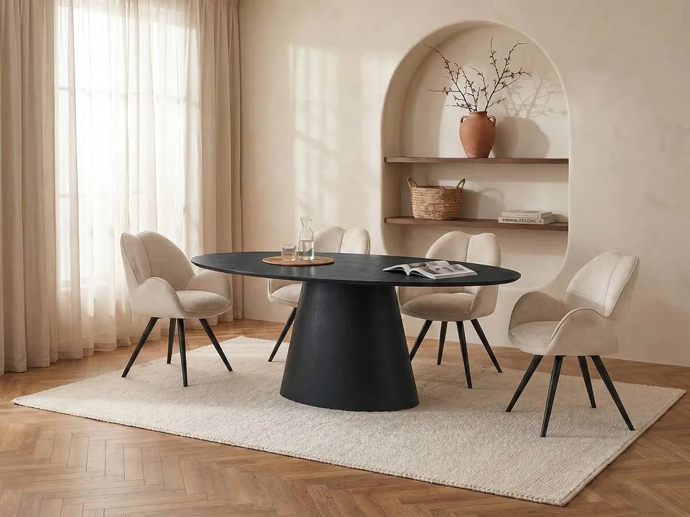 Vente-unique 6 - Seater Setting Dining Table In MDF - Black - ANTELADA 3
