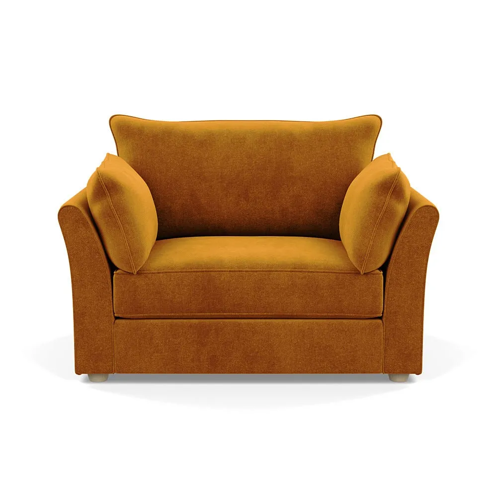 Heal's Tailor Loveseat Smart Luxe Velvet Cognac Natural Beech Feet