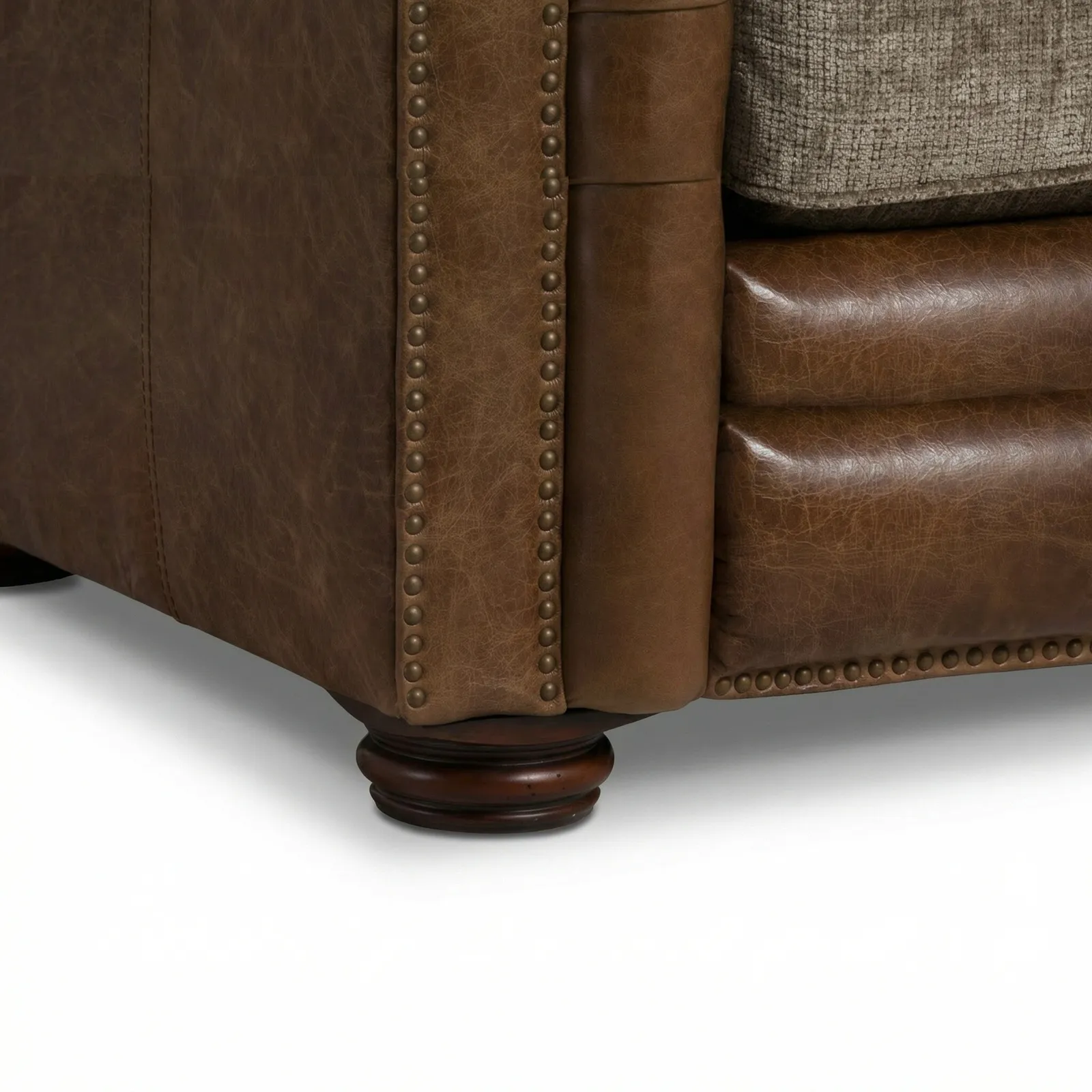 Taunton 2 Seater Sofa, Brown Fabric & Leather | Barker & Stonehouse 6