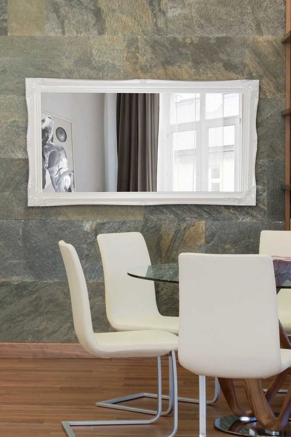 MirrorOutlet "Hamilton" White Shabby Chic Decorative Design Large Wall Mirror 137cm x 76cm