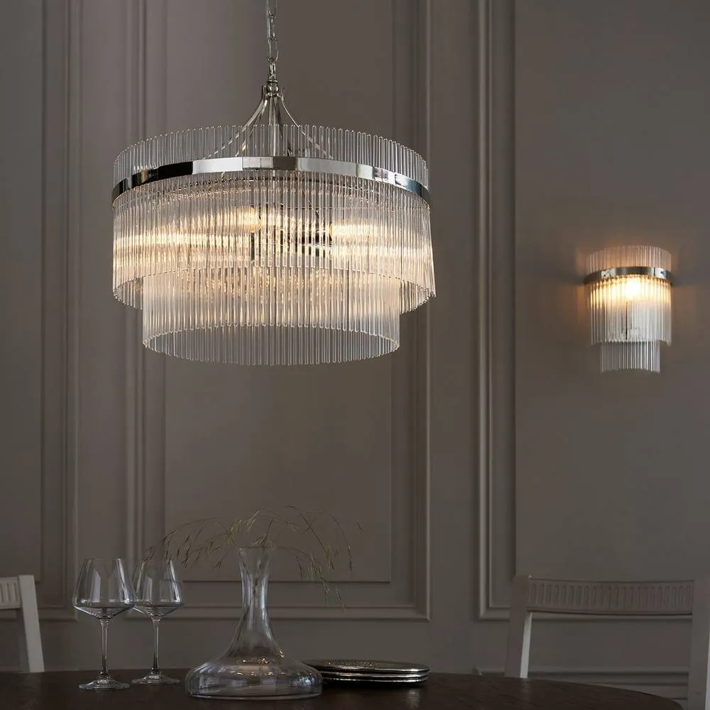 Netlighting Marietta Glass Shade Wall Lamp Bright Nickel in Silver 6