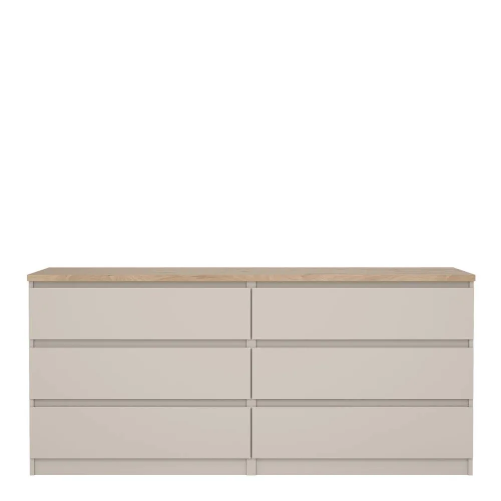 Furniture To Go Naia Wide Chest of 6 Drawers (3+3) in Beige 2