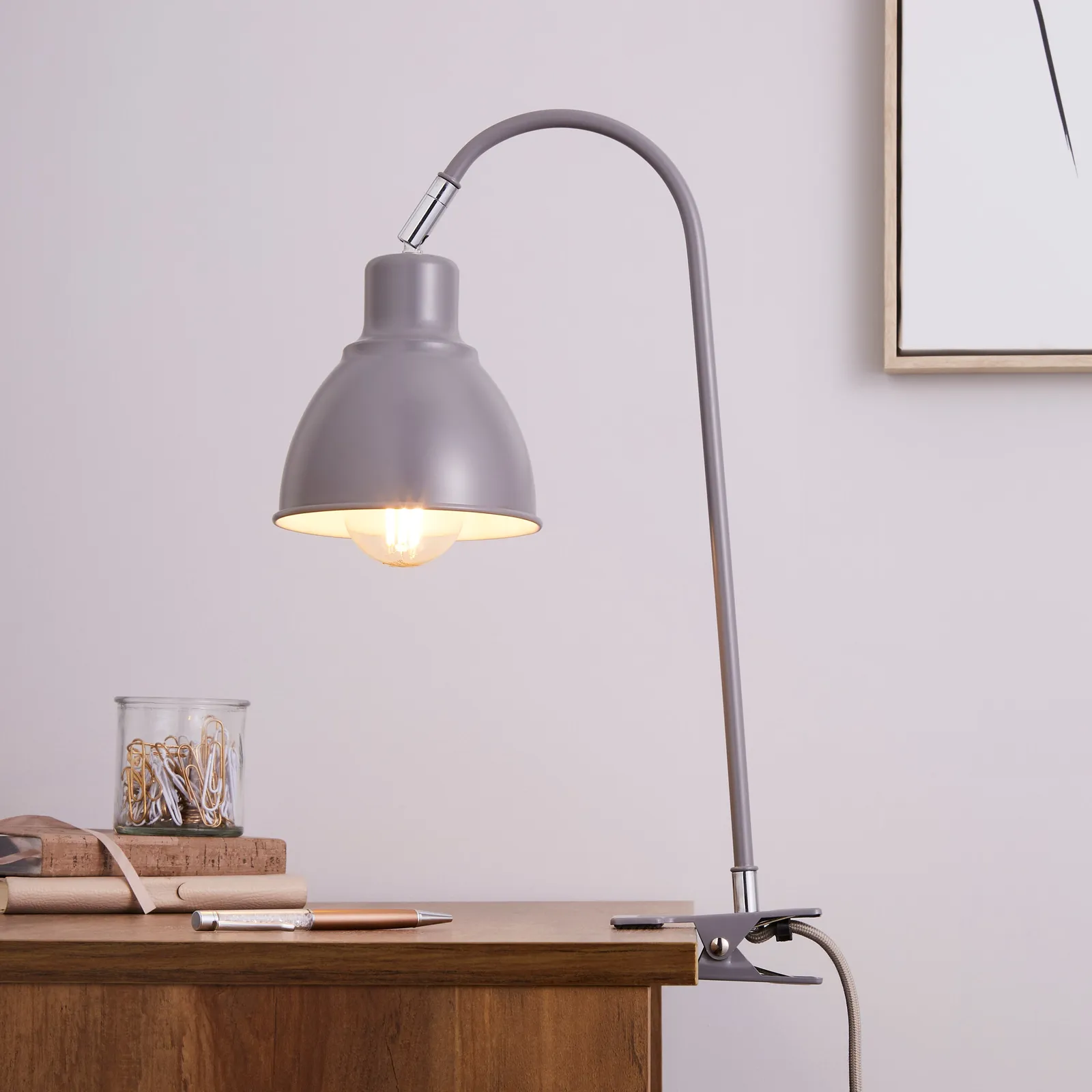 Galley Clip On Task Lamp Grey