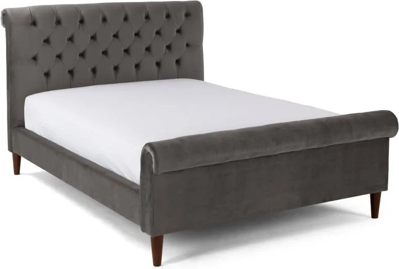 Orkney Double Bed, Smoke Grey Velvet