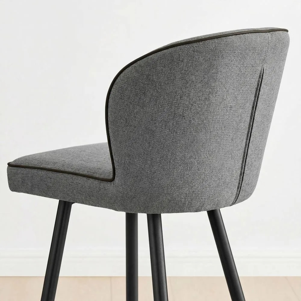 FurnitureboxUK 2x Catriona Grey Fabric Bar Chairs 3