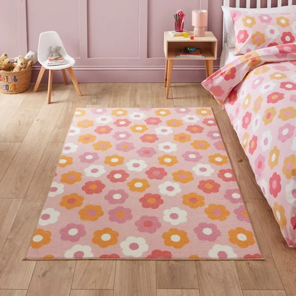 Catherine Lansfield Kids Daisy Retro Rug 1