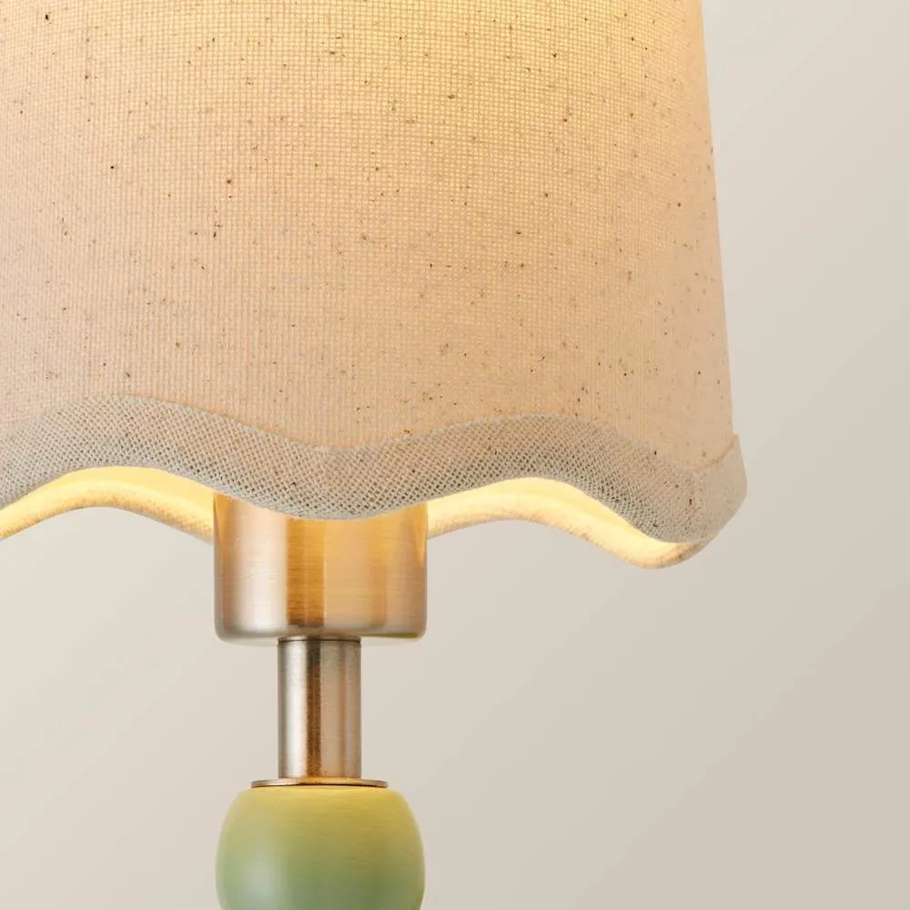 ValueLights Bobbins Pair Pastel Wall Lights & Natural Lamp Shades & Bulbs in Pale Green 4