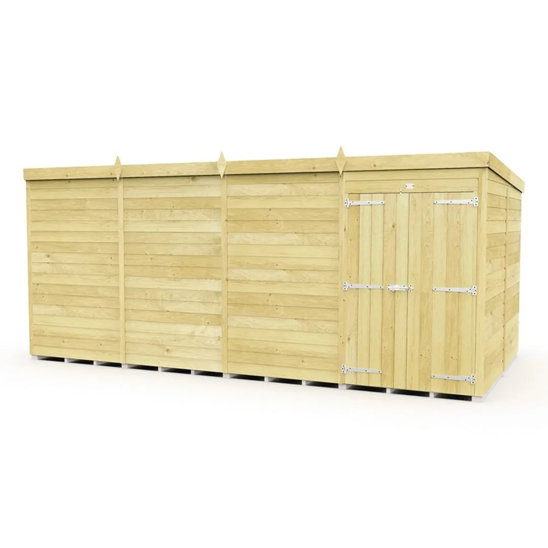 Buttercup Farm 16 x 8 Feet Pent Shed - Double Door W/O Window - L231 x W474 x H201 cm in Brown