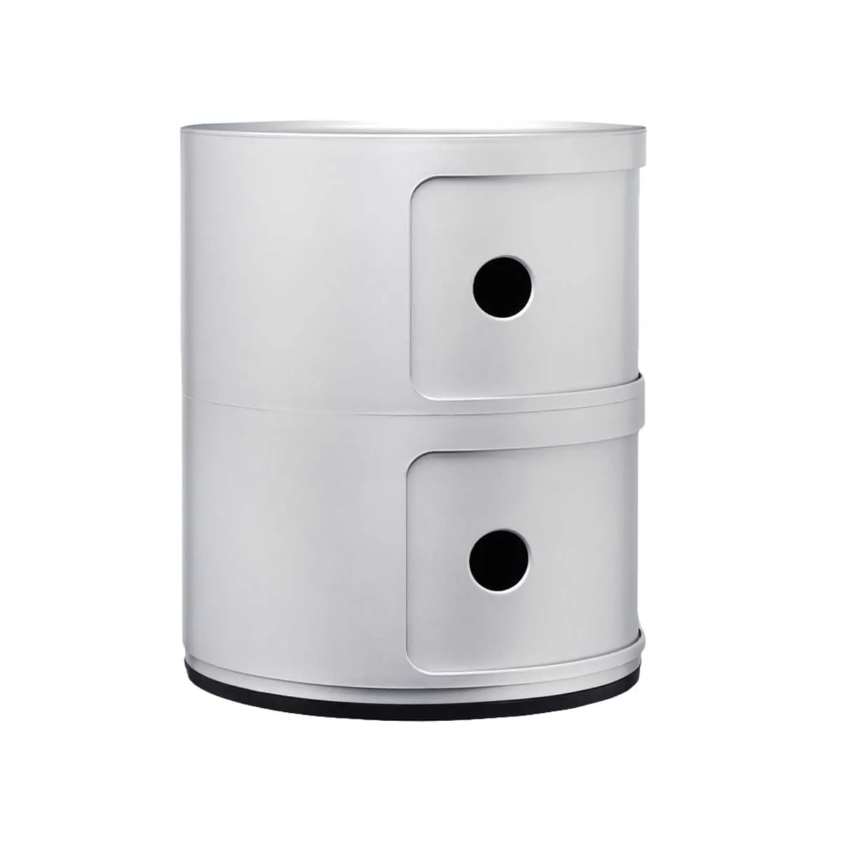 Kartell Componibili 2 Drawer Storage Unit Table, Silver Plastic | Barker & Stonehouse 2